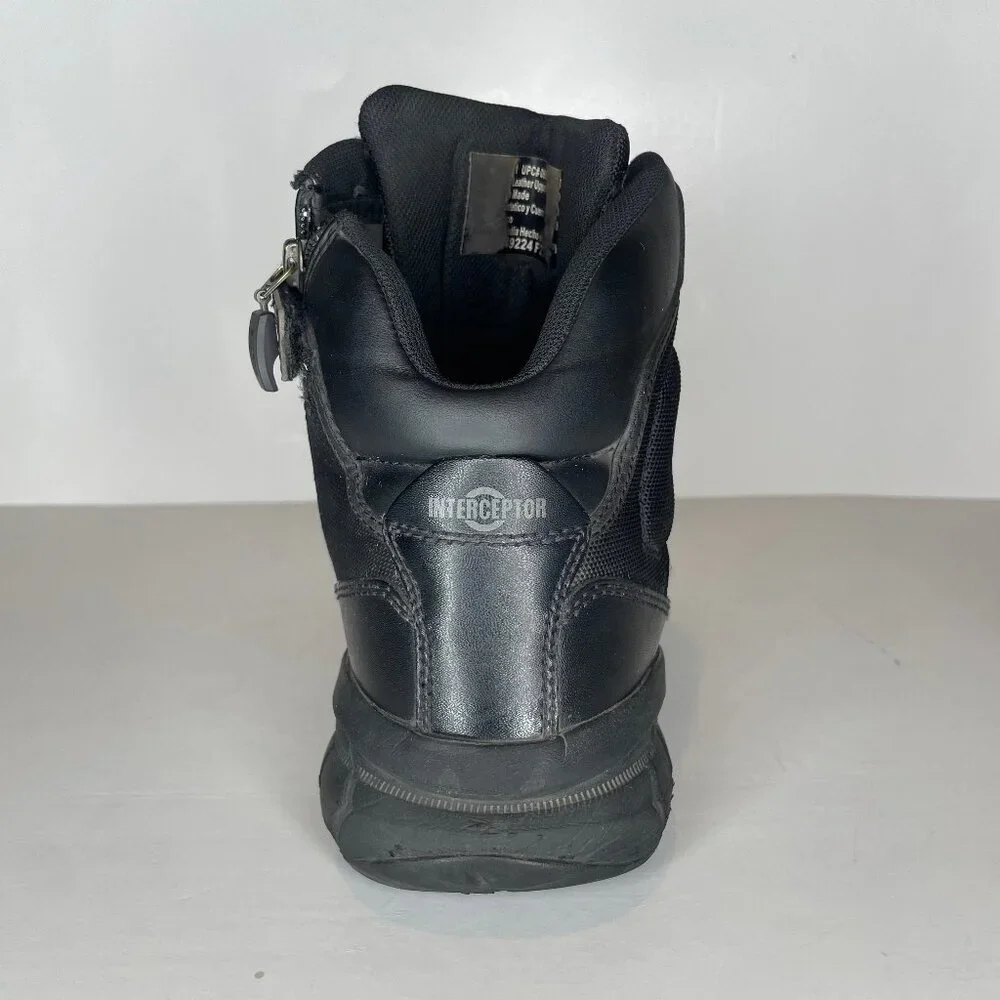 Interceptor Mens Tactical Boots Black Side Zip Size 10 Work Combat Security Shoe